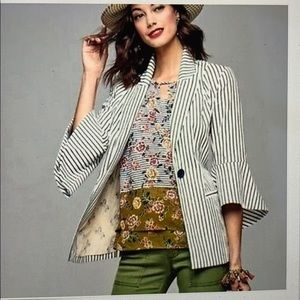 CAbi Stripe Blazer Jacket w/Bell Sleeves